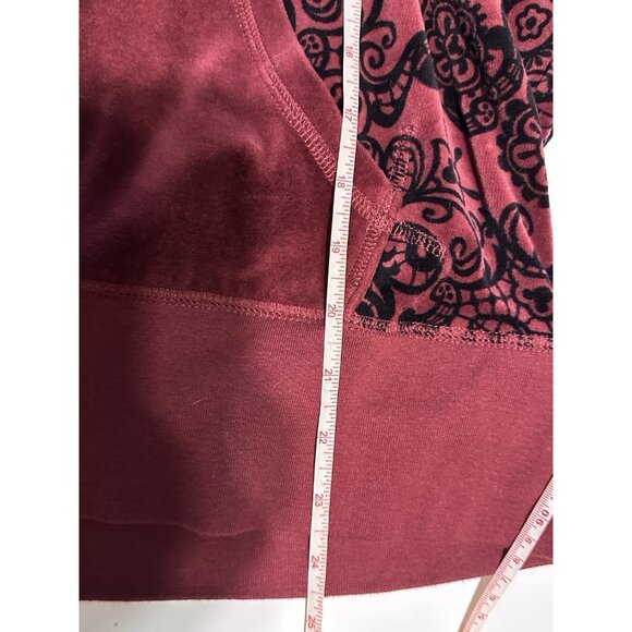 Disney Parks Mickey Mouse Velour Hoodie Womens XL Burgundy Sweatshirt Sweater - Picture 5 of 7